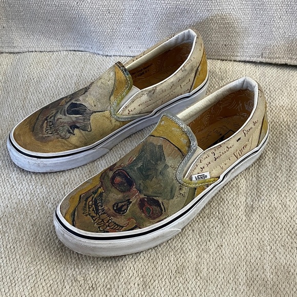 Van Gogh Museum Vans Slip-On canvas Sneakers Skull Art size 7 men’s 8.5 women’s - Picture 14 of 16
